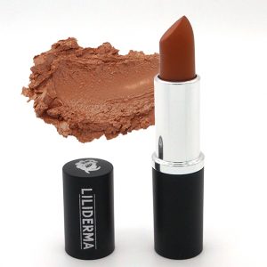 Rouge à lèvres nude foncé tenue longue durée sans paraben à base de cires naturelles non testé sur les animaux fabriqué en France - Câlin - LILIDERMA