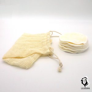 Set de 8 disques à démaquiller lavables et leur pochette de lavage - LILIDERMA - Cosmétiques naturels fabriqués en France