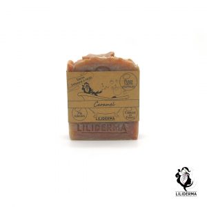Pain de savon en saponification à froid parfum Caramel 100g - Cosmétiques naturels sans perturbateurs endocriniens fabriqués en France LILIDERMA