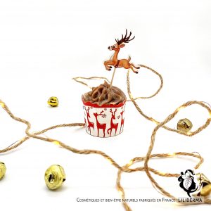 Cupcake de savon en saponification à froid parfum Caramel caissette Noël - Cosmétiques naturels sans perturbateurs endocriniens fabriqués en France LILIDERMA