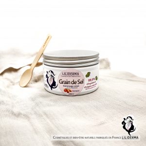 Gommage corps Grain de sel parfum Kumquat à base de sel de Guérande - LILIDERMA - Cosmétiques et bien-être naturels sans perturbateurs endocriniens fabriqués en France