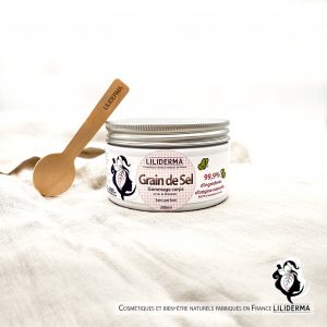 Gommage corps Grain de sel sans parfum à base de sel de Guérande - LILIDERMA - Cosmétiques et bien-être naturels sans perturbateurs endocriniens fabriqués en France