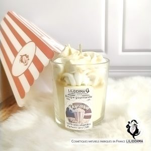 Bougie gourmande Popcorn - parfums créations sans CMR - LILIDERMA Cosmétiques et bien-être naturels sans perturbateurs endocriniens fabriqués en France